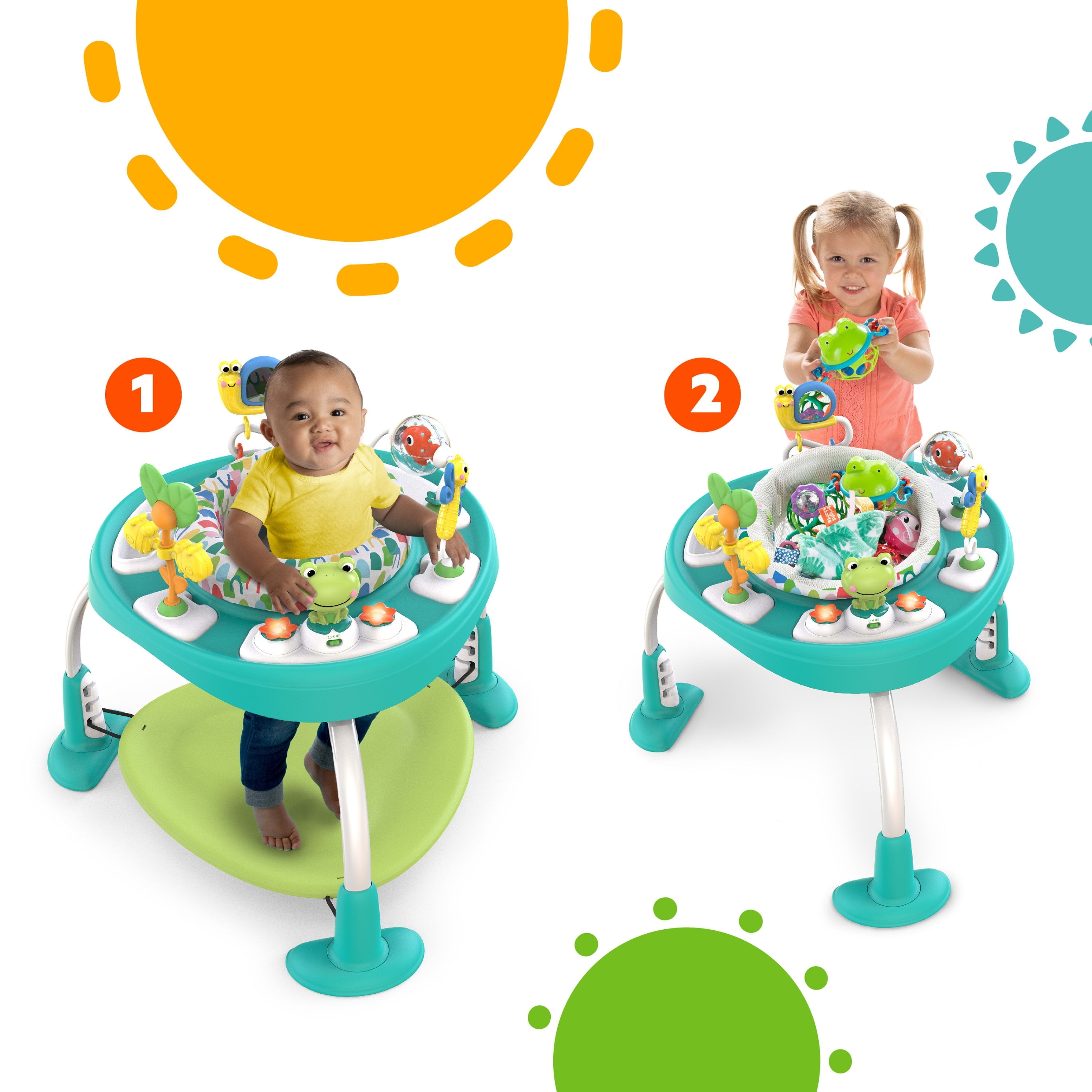 Bounce Bounce Baby 2 in 1 Activity Center Jumper Table Playful Pond Green 6 Months